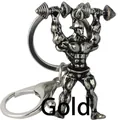 Muscular man gym keychain with barbell in vintage silver finish for fitness lovers - Barbell Fitness Figure (kc033g)