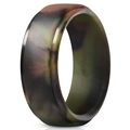 Men's curved silicone sports ring featuring a forest camouflage pattern with a matte finish - US 7 / Camo Green