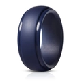 Men's navy blue silicone sports ring with step edge design and matte finish for outdoors - Dark Blue