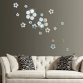 Stickers muraux fleurs en acrylique 3D avec effet miroir pour décoration de salon moderne - Argenté