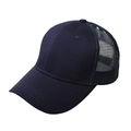Dark blue ponytail baseball cap with breathable mesh back for summer sun protection - Adjustable / Navy Blue