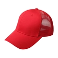 Breathable red mesh ponytail baseball cap for women with high-quality sun protection fabric - Adjustable / Red