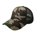 Jungle camouflage mesh trucker hat with breathable nylon back in forest green - Adjustable / Camouflage