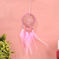 Acchiappasogni rosa fatto a mano per auto con piume e dettagli in perle - Rosa