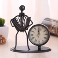 Handcrafted retro iron accordion player figurine desk clock with Roman numeral dial - C64 Accordion Clock