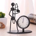 Creative retro iron musician figurine desk clock with classic Roman numeral dial - C66 Trombone Clock