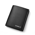Short black vertical trifold wallet for men in pebbled PU leather with Deabolar logo - Vertical / Black