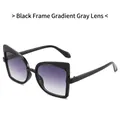 Occhiali da sole farfalla cat-eye con montatura nera lucida e lenti grigie sfumate - Montatura Nera Doppia Lente Grigia