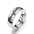 Silver stainless steel ring for Daughter with I Love You engraving and reflection - US 5 / DAUGHTER Style / Silver