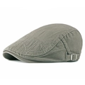 Berretto piatto in cotone grigio-marrone con cuciture decorative e fibbia regolabile - Taglia Unica(Regolabile) / Verde Militare