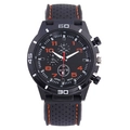 Sporty black silicone watch for men with orange stitching and Japan movement - Red Stitching