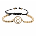 Adjustable Taurus constellation woven bracelet with gold beads and sparkling zircon - Taurus