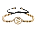 Detail of Virgo zodiac charm bracelet with gold beads and micro-pave cubic zirconia - Virgo