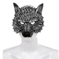 Maschera da lupo realistica argento e nero con texture 3D per giochi di ruolo Halloween - Taglia unica / Testa di lupo / Argento