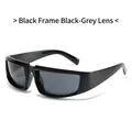 Sporty hip-hop sunglasses featuring black frames and grey lenses for outdoor riding - Black Frame Grey Lens