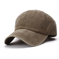 Vintage washed cotton baseball cap in brown with a classic curved brim and distressed finish - Adjustable / Light Coffee