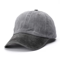 Berretto da baseball grigio scuro lavato vintage con visiera curva e design a sei pannelli - Regolabile / Tesa Nera + Grigio