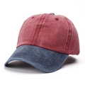 Cappellino da baseball lavato vintage in cotone bicolore rosso e blu navy - Regolabile / Tesa Marino + Rosso Vino