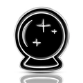 Gothic crystal ball enamel pin in black and silver with sparkling stars and moon - Crystal Ball Star Moon