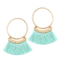 Bohemian retro gouden oorbellen met levendige lange muntgroene draadkwastjes voor dames - Fruitgroen
