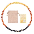 Collana in ambra baltica naturale per neonati con sacchetto di lino e certificato - Collana da Bambino Arcobaleno