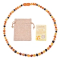 Multicolor Baltic amber baby necklace with linen pouch and authenticity certificate - Multi-Amber Baby Necklace
