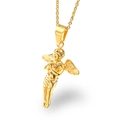 Collana con ciondolo a forma di angelo d'oro in acciaio al titanio per uomo e donna - Ciondolo Oro + Catena Oro