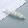 Eleganter Haarclip im koreanischen Stil mit weißen Perlen auf silbernem Metall - Silberne runde Perle Bobby Pin (c2106)