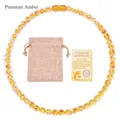 Natural Baltic amber baby necklace in golden honey color with pouch and certificate - Gold Amber
