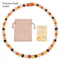 Collana di ambra baltica naturale per neonati con sacchetto di lino e certificato - Multicolore