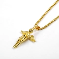 Collana con ciondolo angelo dorato e catena a scatola quadrata in acciaio lucido - Ciondolo Oro + Catena di Perle Oro