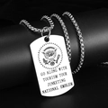 Hip hop men's military tag necklace with US national emblem and box chain in steel - National Emblem Tag Style (A035)