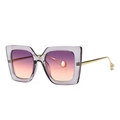 Vintage oversized square sunglasses with purple gradient lenses and pearl metal temples - Transparent Purple Pink
