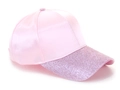 Casquette de baseball en coton mercerisé rose avec paillettes et finition satinée - Rose