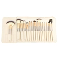 Professional 18-piece champagne makeup brush set with beige roll-up PU leather case - 18 Pcs Beige With Bag