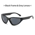 Millennial-Cat-Eye-Sport-Sonnenbrille mit schwarzem Rahmen und grauen Gläsern - Schwarzer Rahmen Graue Gläser