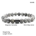 Handmade 8mm map stone and magnetic hematite beaded bracelet for men and women - 6245B Map Stone