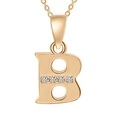 Rose gold letter B pendant necklace with four sparkling cubic zirconia stones - Gold-B