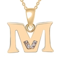 Golden alphabet M pendant necklace featuring polished finish and sparkling crystal inlays - Gold-M