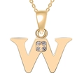 18K gold plated letter W pendant necklace featuring cubic zirconia micro-pave setting - Gold-W
