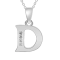Polished silver-tone letter D pendant necklace with four sparkling cubic zirconia stones - Silver-D