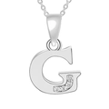 Elegant silver letter G necklace pendant with sparkling zircon stones in a sleek finish - Silver-G