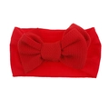 Soft nylon infant headband with large red waffle texture bow for baby girls - Red
