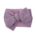 Soft dusty purple baby headband featuring a large waffle-textured fabric bow detail - Pre-tied Bow / Light Purple