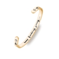 Golden stainless steel C-shaped cuff bracelet with interior inspirational engraving - Gold G3319-KEEP FUCKING GOING