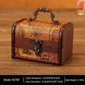Vintage treasure chest wooden box with world map pattern and antique bronze handle - 6076F Yellow Map