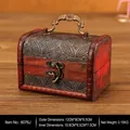 Vintage dark brown wooden gift box with ornate metal handle and floral embossments - 6076J Copper Coin