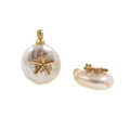 Detailed view of Baroque pearl button pendants with micro-set gold star and crystal accents - No.7 Five-Pointed Star Pearl 2