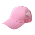 Breathable pink mesh ponytail baseball cap with cotton twill brim and mesh back - Adjustable / Pink