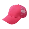 Pink mesh trucker hat with breathable ponytail hole for women and girls' outdoor sun protection - Adjustable / Rose Red
